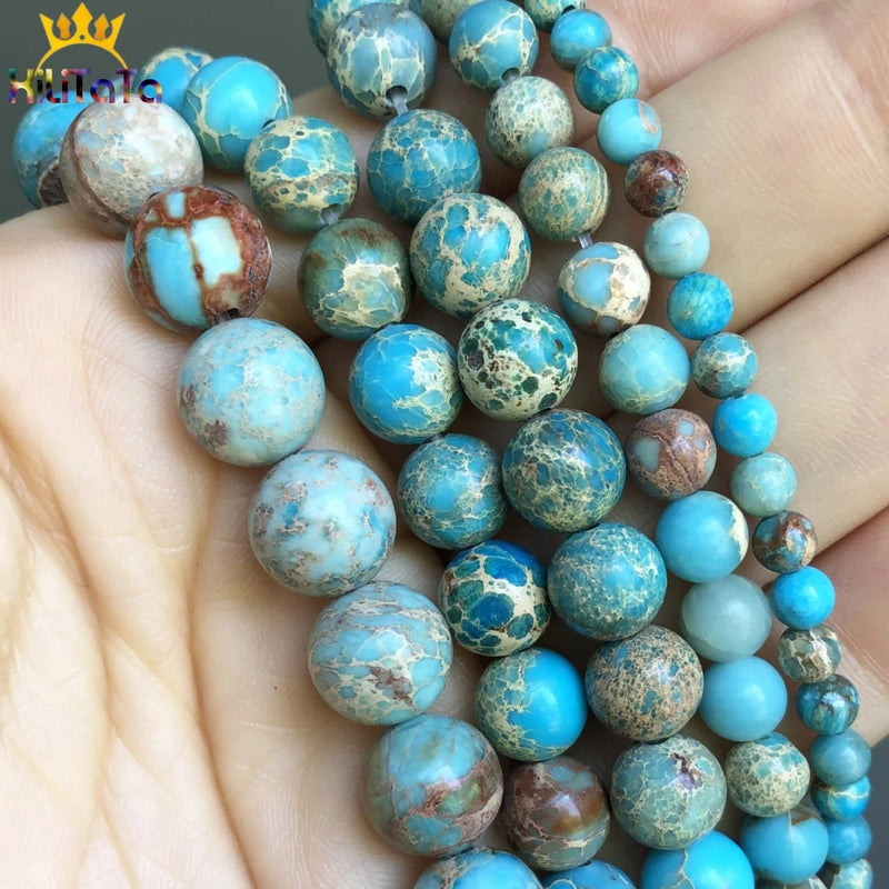 Sea Sediment Jaspers Round Loose Beads for DIY Jewelry Making 15''