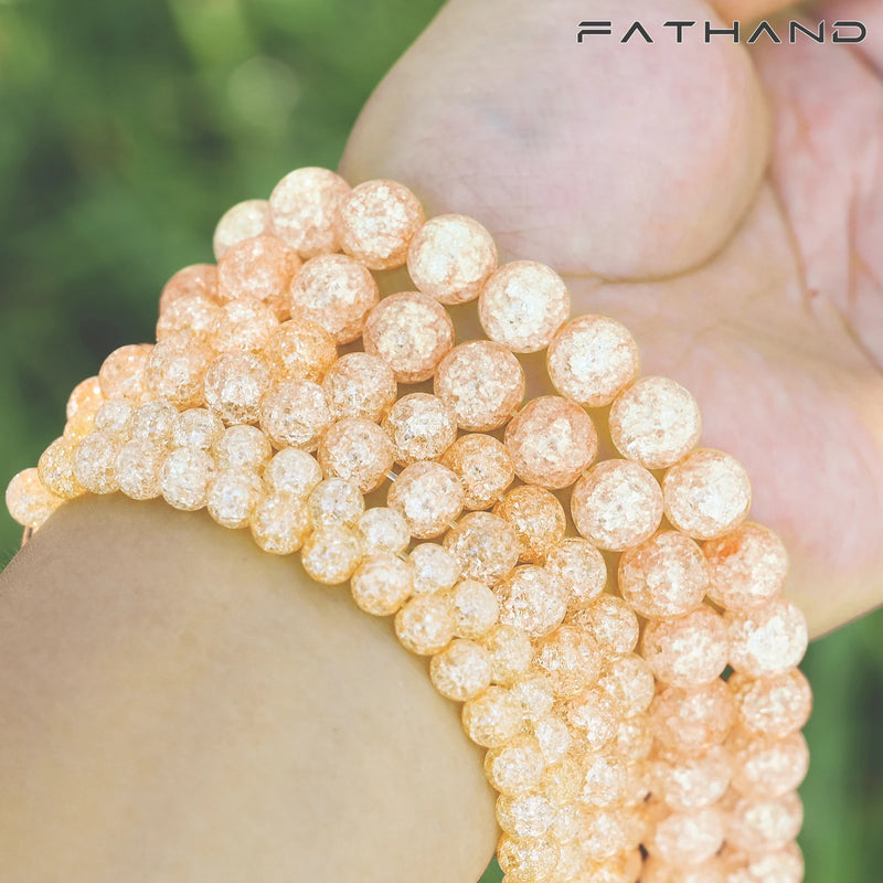 Yellow Cracked Quartz Crystals Round Beads for Jewelry Making DIY Bracelet