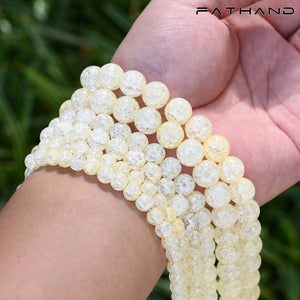 Yellow Cracked Quartz Crystals Round Beads for Jewelry Making DIY Bracelet
