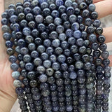 Natural Stone Lolite Loose Smooth Round Purple Cordierite Stone Beads