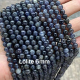 Smooth Round Purple Lolite Stone Beads 6 8 10mm