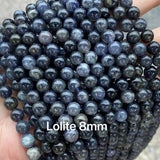 Smooth Round Purple Lolite Stone Beads 6 8 10mm