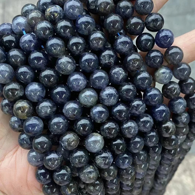 Smooth Round Purple Lolite Stone Beads 6 8 10mm