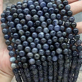Natural Stone Lolite Loose Smooth Round Purple Cordierite Stone Beads