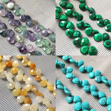 Natural Stone Drop Shape Crystal Agates Tiger Eye Faceted Beads