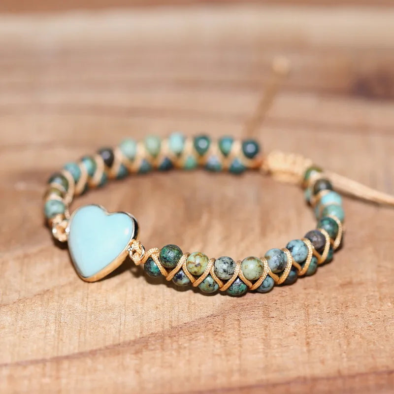Natural Stone Love Woven Women's Bracelet Bohemian Couple Gift Jewelry