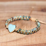 Natural Stone Love Woven Women's Bracelet Bohemian Couple Gift Jewelry