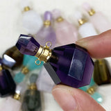 Amethyst Heart Perfume Bottle Pendant for Necklace