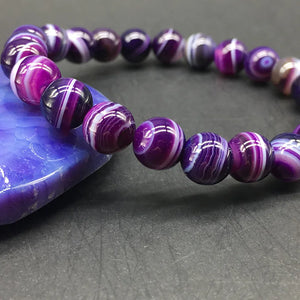 Natural Stone Love Purple Bead Bracelet Vintage Charm Round Chain Beads Bracelet