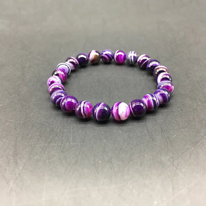 Natural Stone Love Purple Bead Bracelet Vintage Charm Round Chain Beads Bracelet