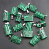 Malachite Semi Cylindrical Necklace Pendants 30Pcs