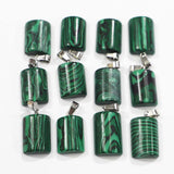 Malachite Semi Cylindrical Necklace Pendants 30Pcs