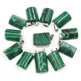 Malachite Semi Cylindrical Necklace Pendants 30Pcs