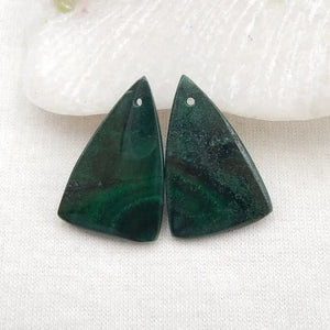 Malachite Triangle Earrings 26x17x4mm 7g