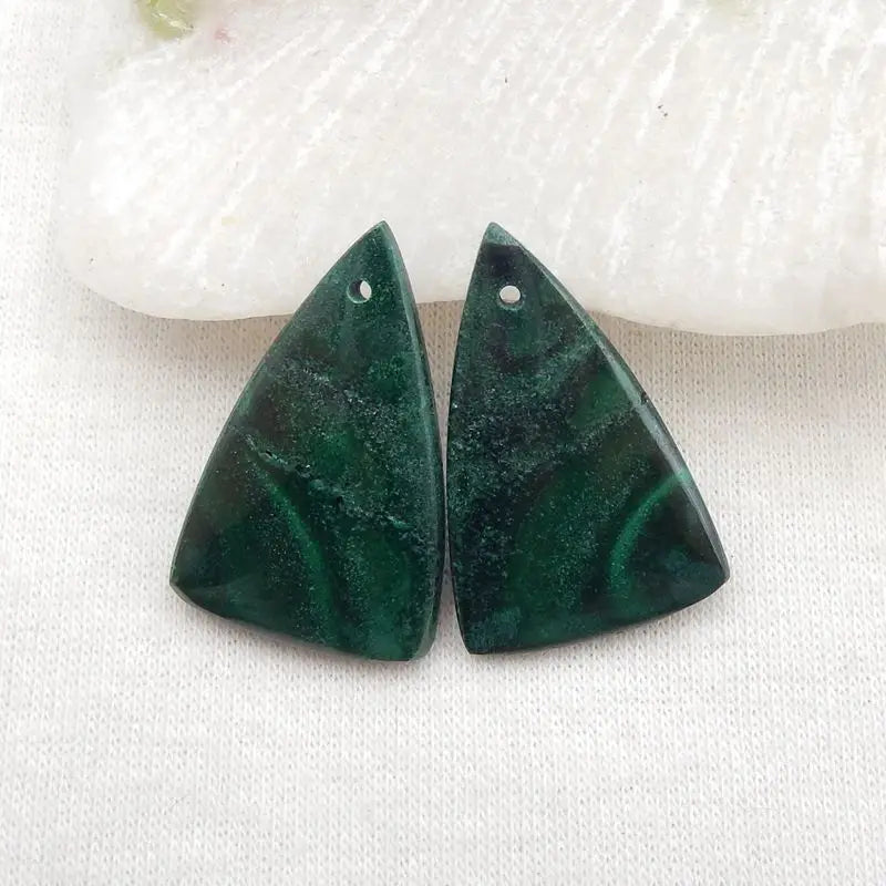 Malachite Triangle Earrings 26x17x4mm 7g