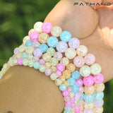 Matte Multicolor Cracked Glass Beads 15 In