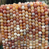 Matte Frosted Dragon Vein Agates Orange Round Beads 8mm