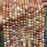 Matte Frosted Dragon Vein Agates Orange Round Beads 8mm