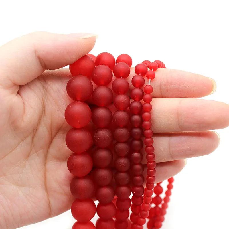 Red Chalcedony Natural Stone Matte Frosted Beads 4-12mm DIY Jewelry Making