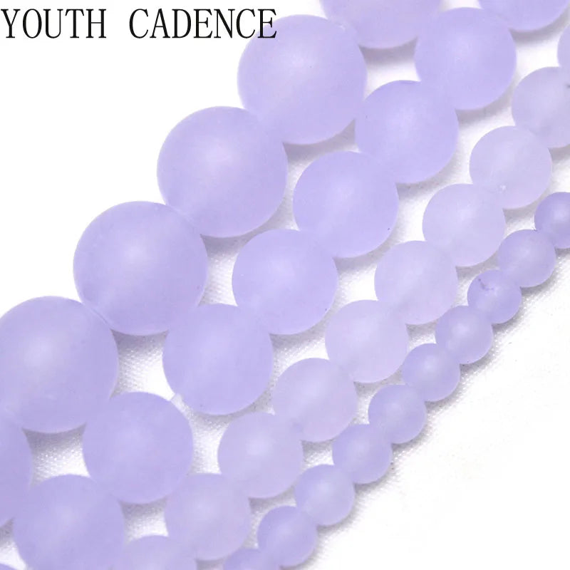 Matte Violet Chalcedony Loose Beads 15" Strand