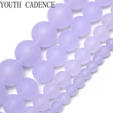 Matte Violet Chalcedony Loose Beads 15" Strand