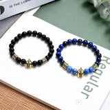 Lapis Lazuli Stone Metal Bracelet