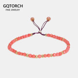Pink Corallite Stone Beads Bracelet 3mm Crystal Charm DIY Jewelry