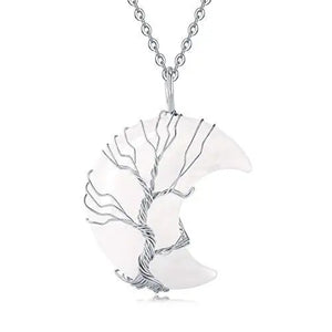 Gemstone Life Tree Pendant Necklace Women