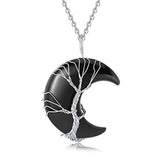 Gemstone Life Tree Pendant Necklace Women