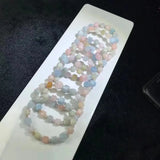 Natural Stone Morganite Square Beads Bracelet for Men Women