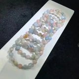 Natural Stone Morganite Square Beads Bracelet for Men Women