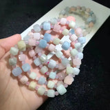 Natural Stone Morganite Square Beads Bracelet for Men Women