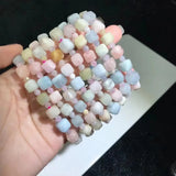 Natural Stone Morganite Square Beads Bracelet for Men Women