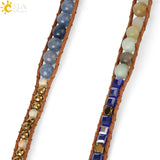 Aventurine Hematite Bead Leather Bracelet for Women