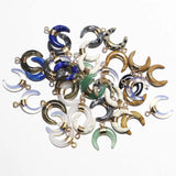 Multicolor Bull Horn Crescent Moon Necklace Pendant Charms