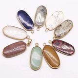 Natural Stone Multi Ellipse Gilt Edge Pendant Purple Crystal DIY Jewelry 8Pcs