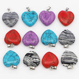 Natural Stone Multicolor Heart Pendant Necklace Charms