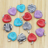 Natural Stone Multicolor Heart Pendant Necklace Charms