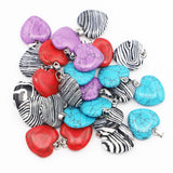 Natural Stone Multicolor Heart Pendant Necklace Charms