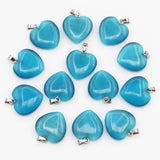 Natural Stone Multicolor Heart Pendant Necklace Charms