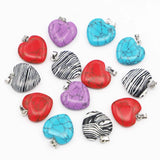Natural Stone Multicolor Heart Pendant Necklace Charms