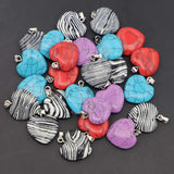 Natural Stone Multicolor Heart Pendant Necklace Charms