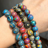 Multicolor Malachite Peacock Beads 4-10mm Round Spacer for Jewelry Making 15''