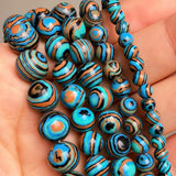 Multicolor Malachite Peacock Beads 4-10mm Round Spacer for Jewelry Making 15''