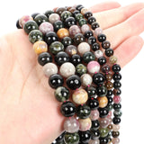 Multicolor Tourmaline Bead Round Loose Space Bead For Jewelry Making