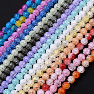 Multicolor Snow Cracked Quartz Crystal Beads 6-10mm