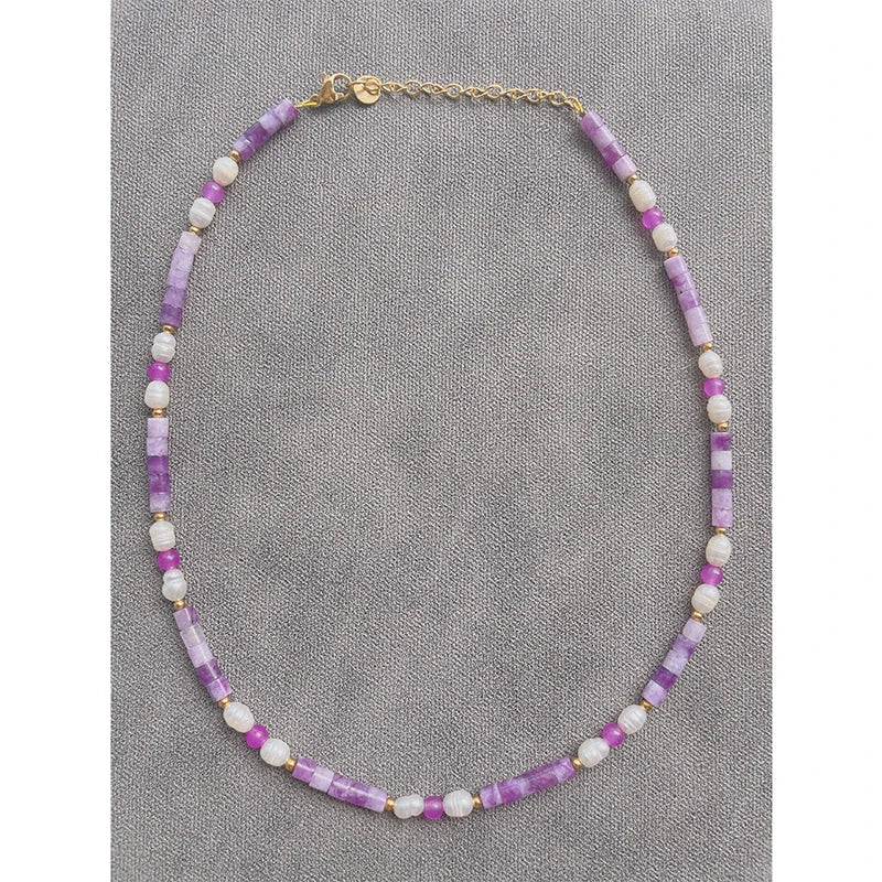 Natural Stone Freshwater Pearl Beads Choker Necklace for Women
