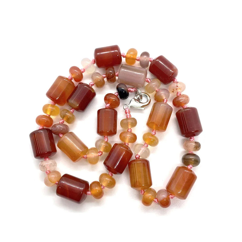 Indian Agate Stone Necklace with Pine Charm