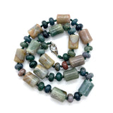 Indian Agate Stone Necklace with Pine Charm