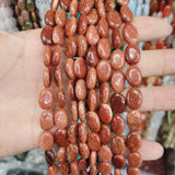 Oval Rose Quartz Sand Stone Agate Bead Necklace